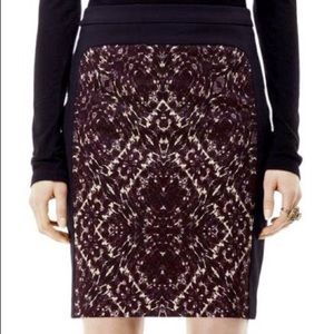 NWOT CLUB MONACO Edith abstract black burgundy red skirt 00 new without tags